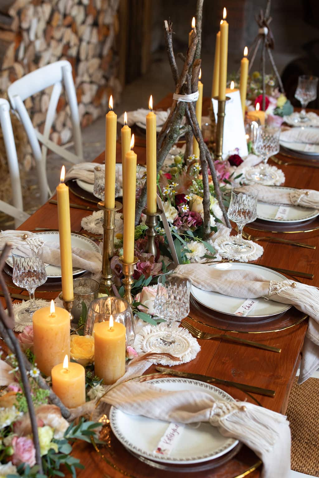 Tischdekoration zur BOHO Hochzeit