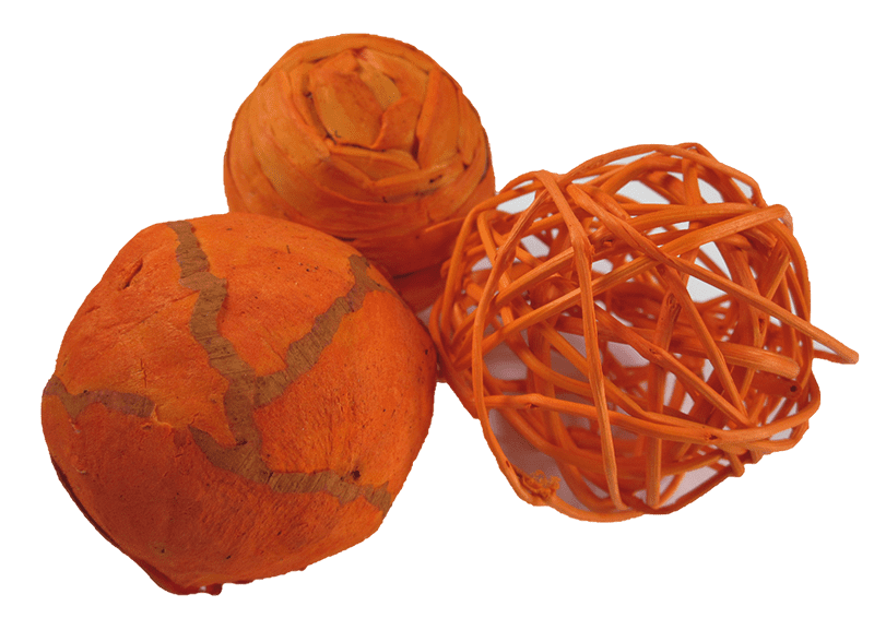 Deko-Bälle, orange, Ø ca. 60 mm, Set aus 3 Stück DIY Basteln Blumengestecke Deko Naturprodukte
