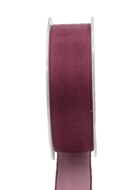 Dekoband ORGANDY, bordeaux-rot, Breite 25 mm, 25m Band DIY Basteln Geschenkband Schleife
